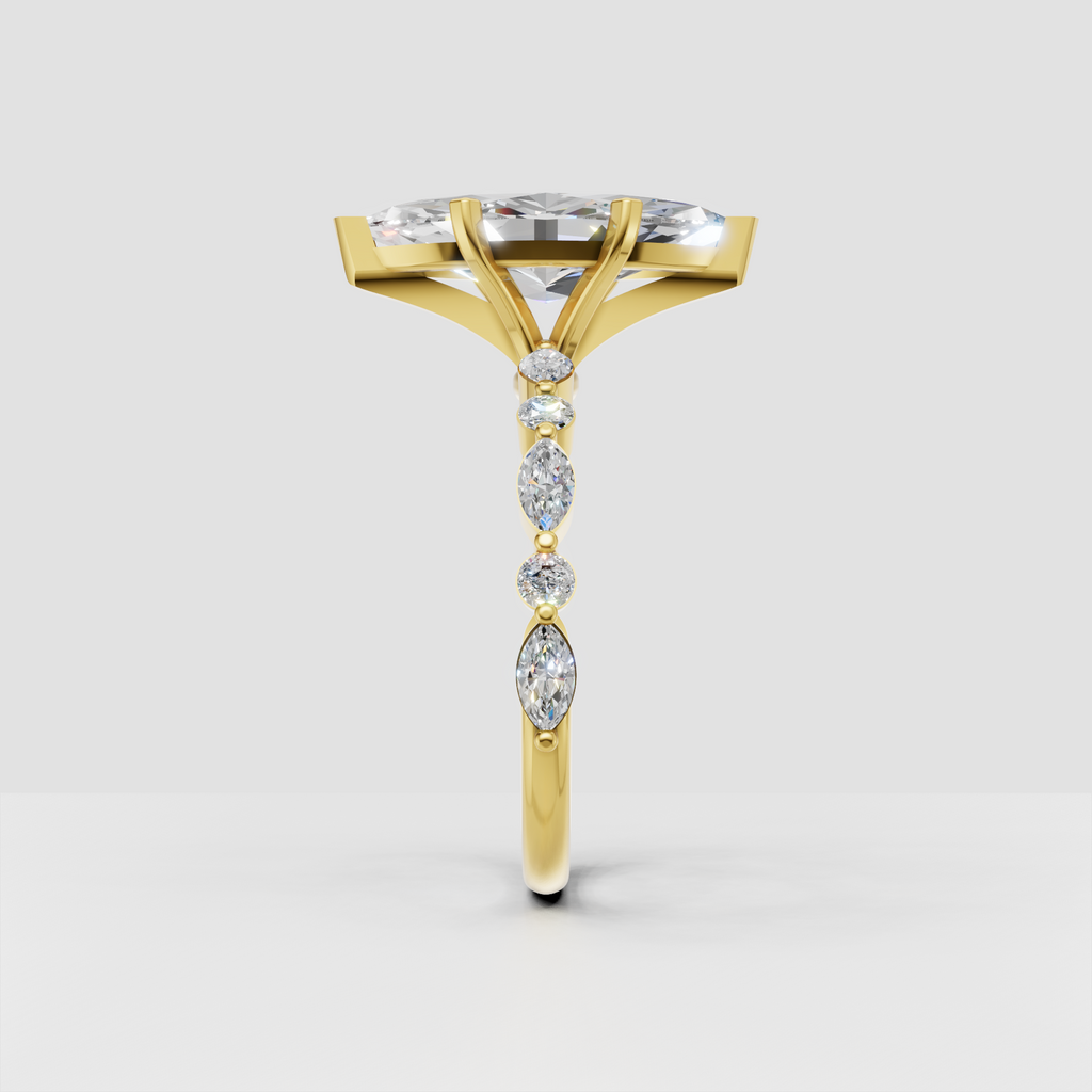 Luxury marquise cut diamond ring featuring a four-prong solitaire setting.