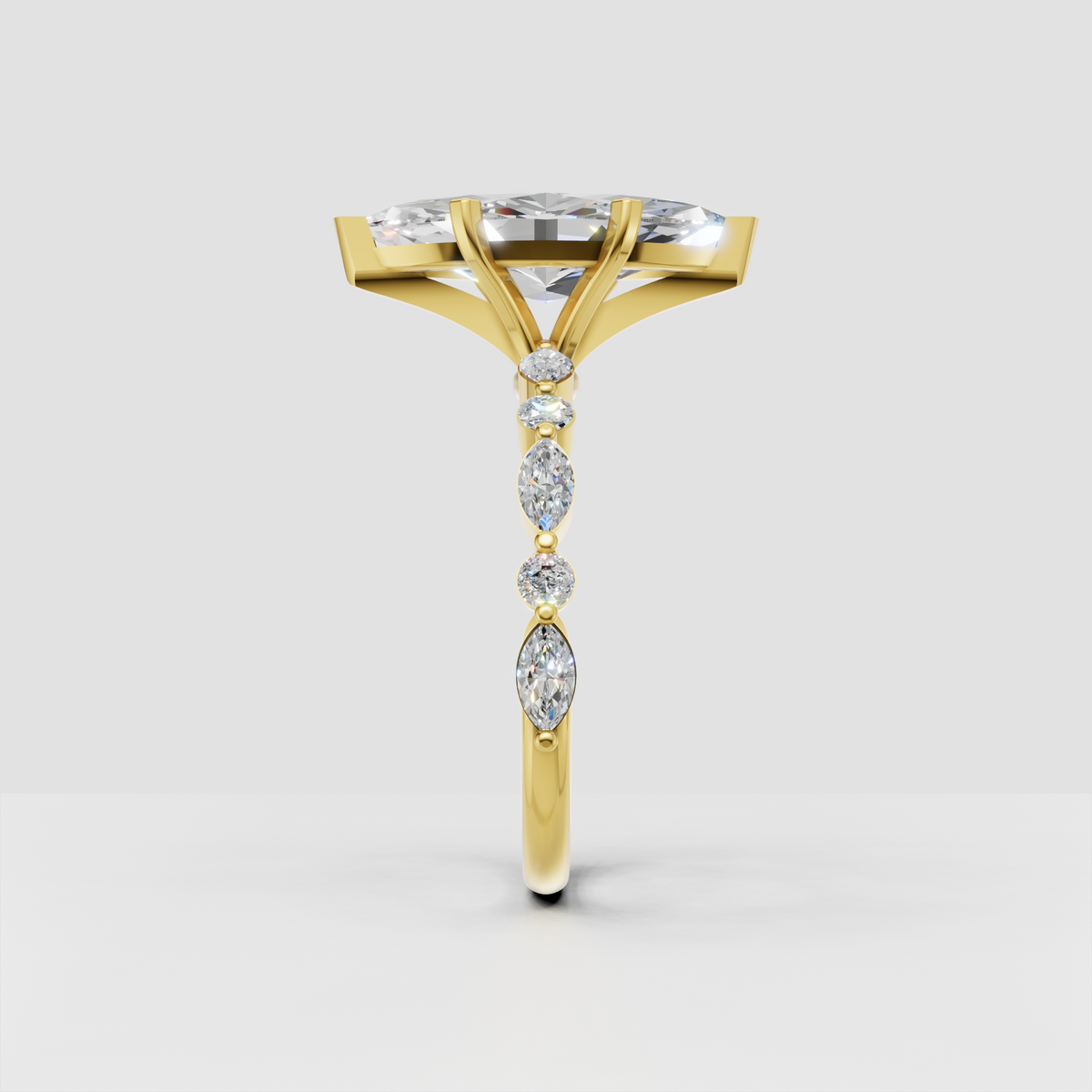 Luxury marquise cut diamond ring featuring a four-prong solitaire setting.