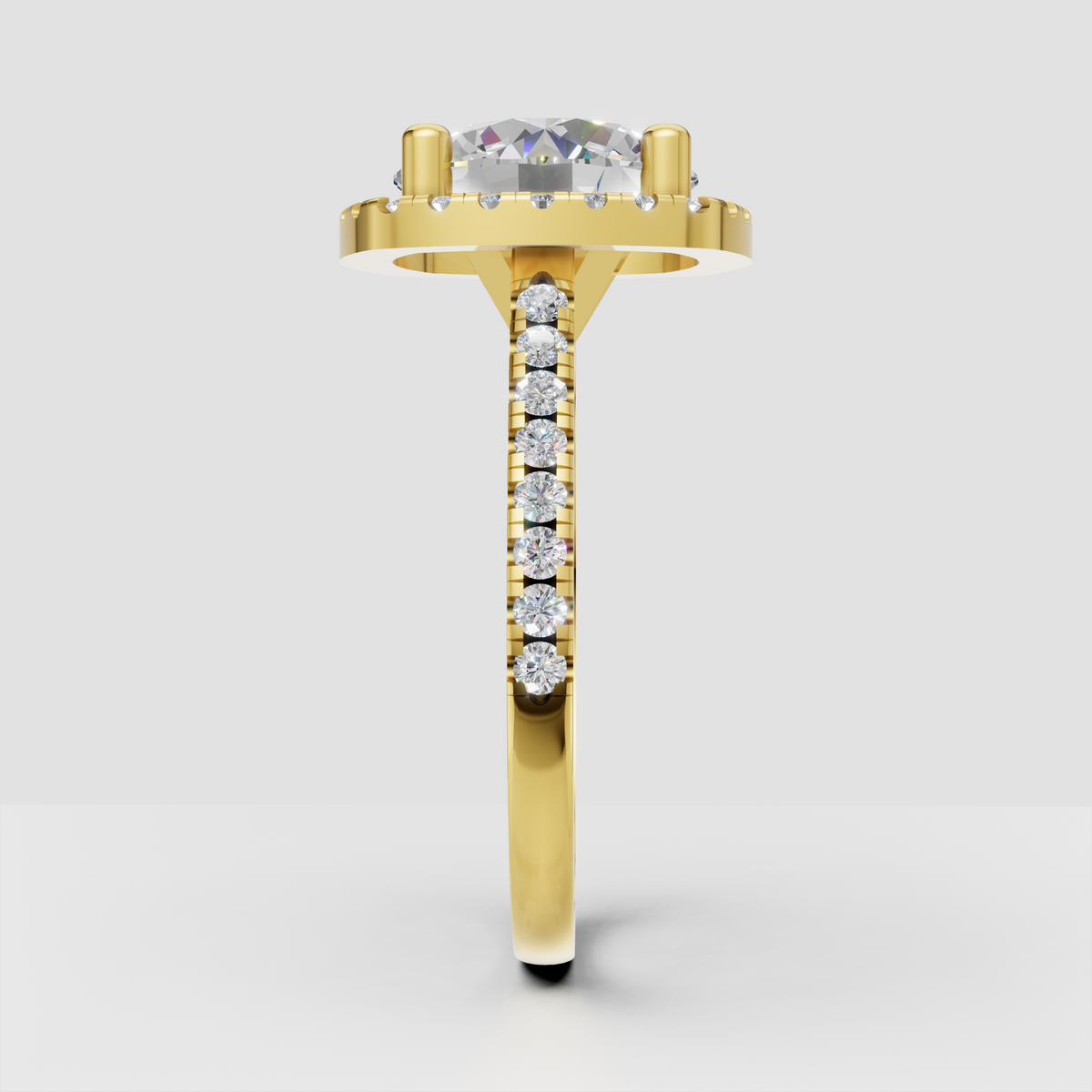 Elegant cushion diamond engagement ring in polished gold