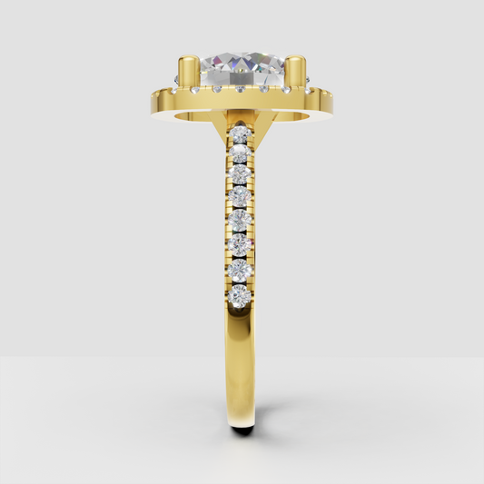 Elegant cushion diamond engagement ring in polished gold