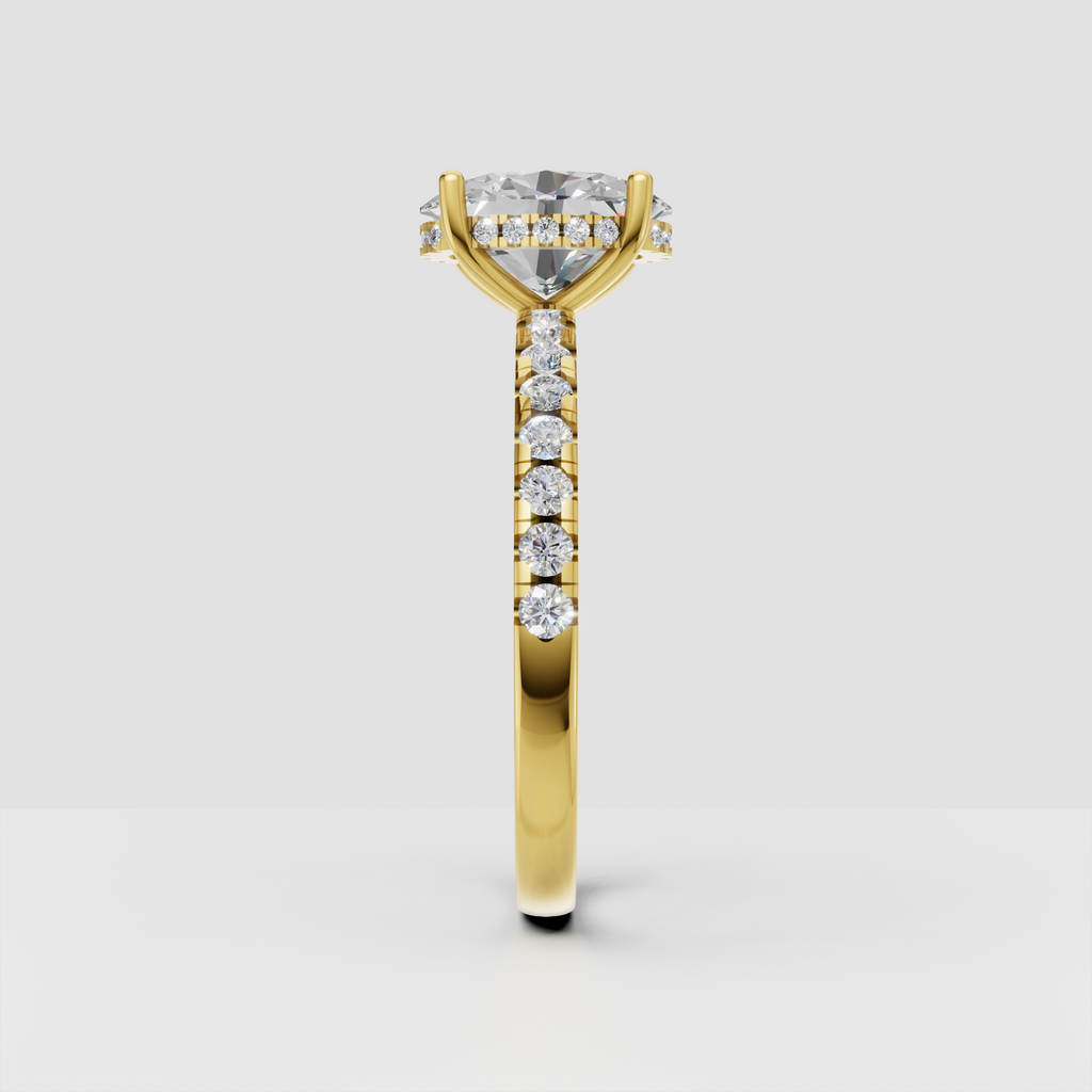 Oval cut diamond ring with four prong setting