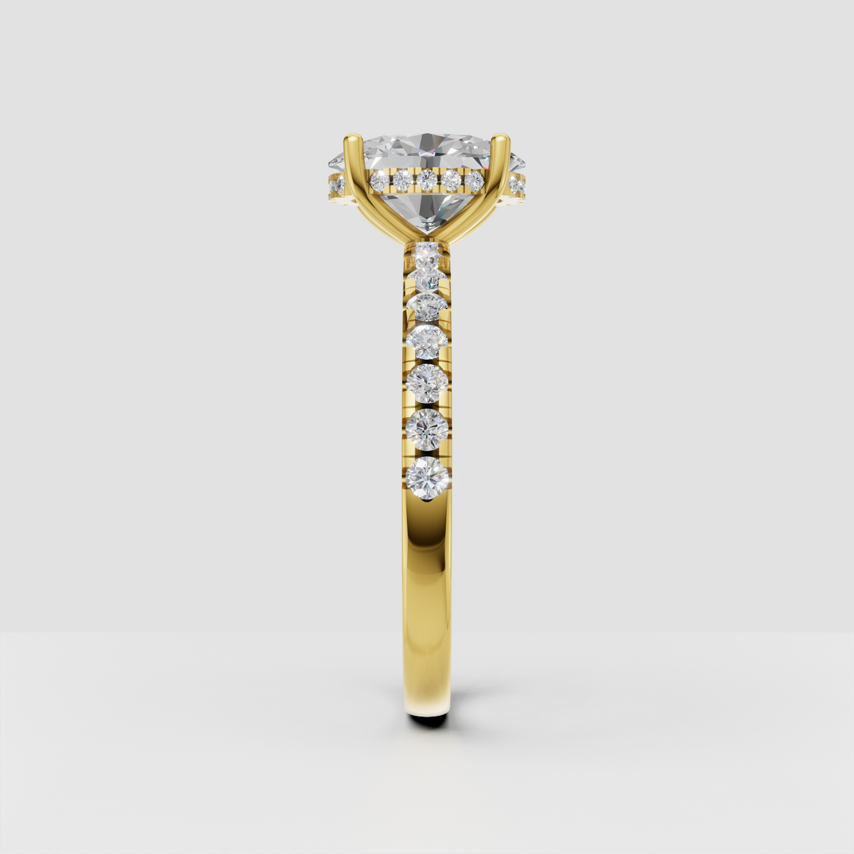 Oval cut diamond ring with four prong setting