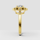 Cushion cut diamond engagement ring with round accents