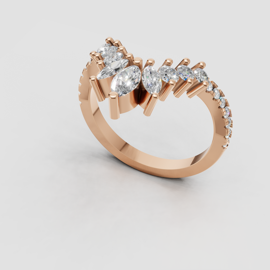 Marquise and round cut diamond bridal band