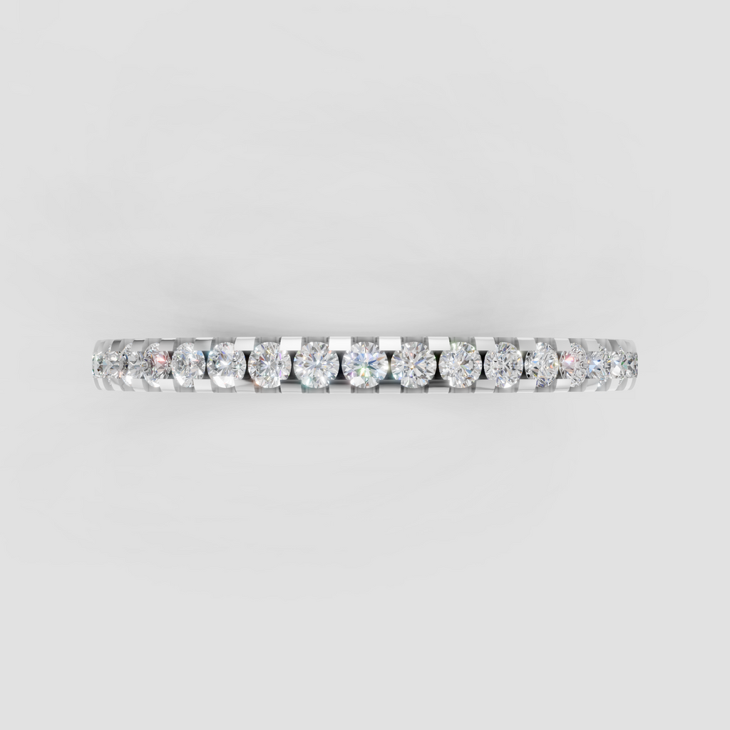 Half eternity diamond ring with sleek polished band