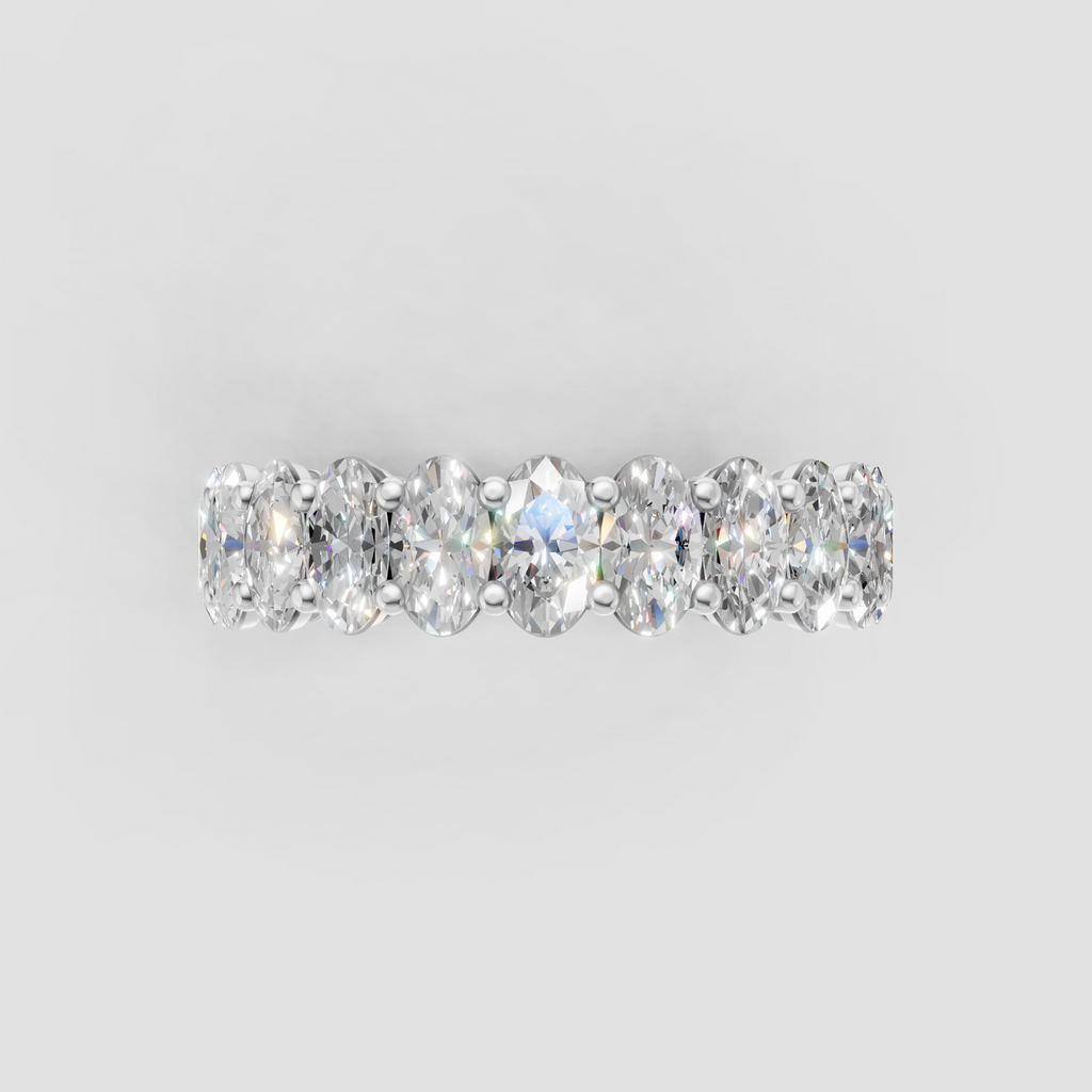Oval diamond ring featuring an open gallery setting