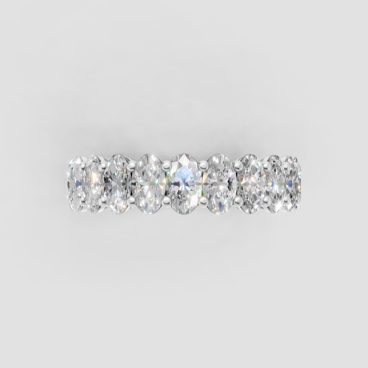 Oval diamond ring featuring an open gallery setting