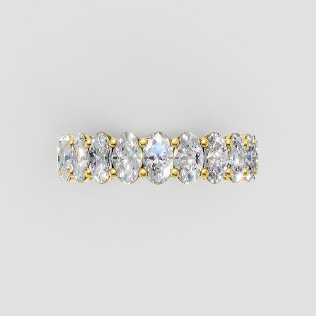 Oval cut diamond eternity band with continuous stones