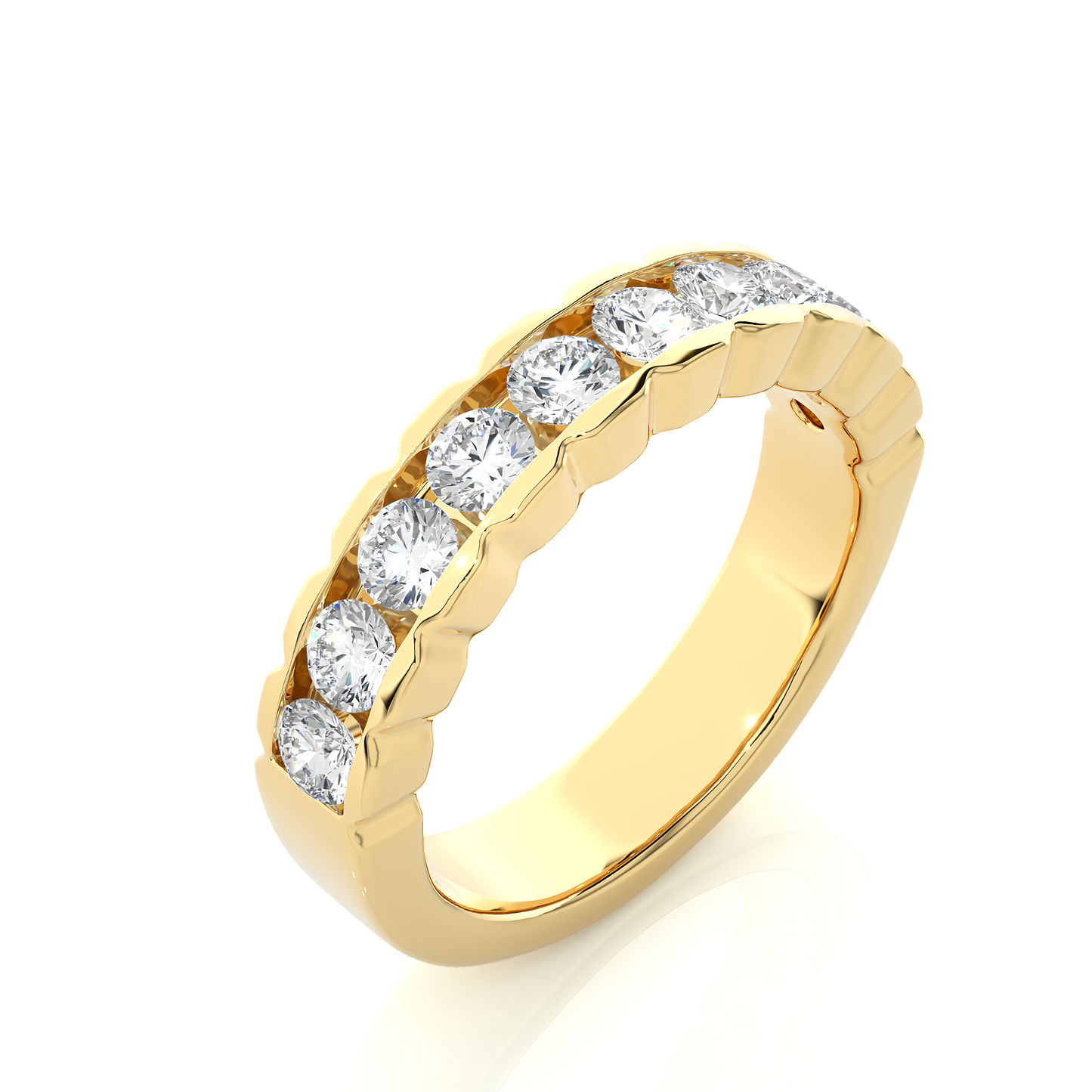 Scalloped Round Eternity Wedding Band Gold Vermeil Ring