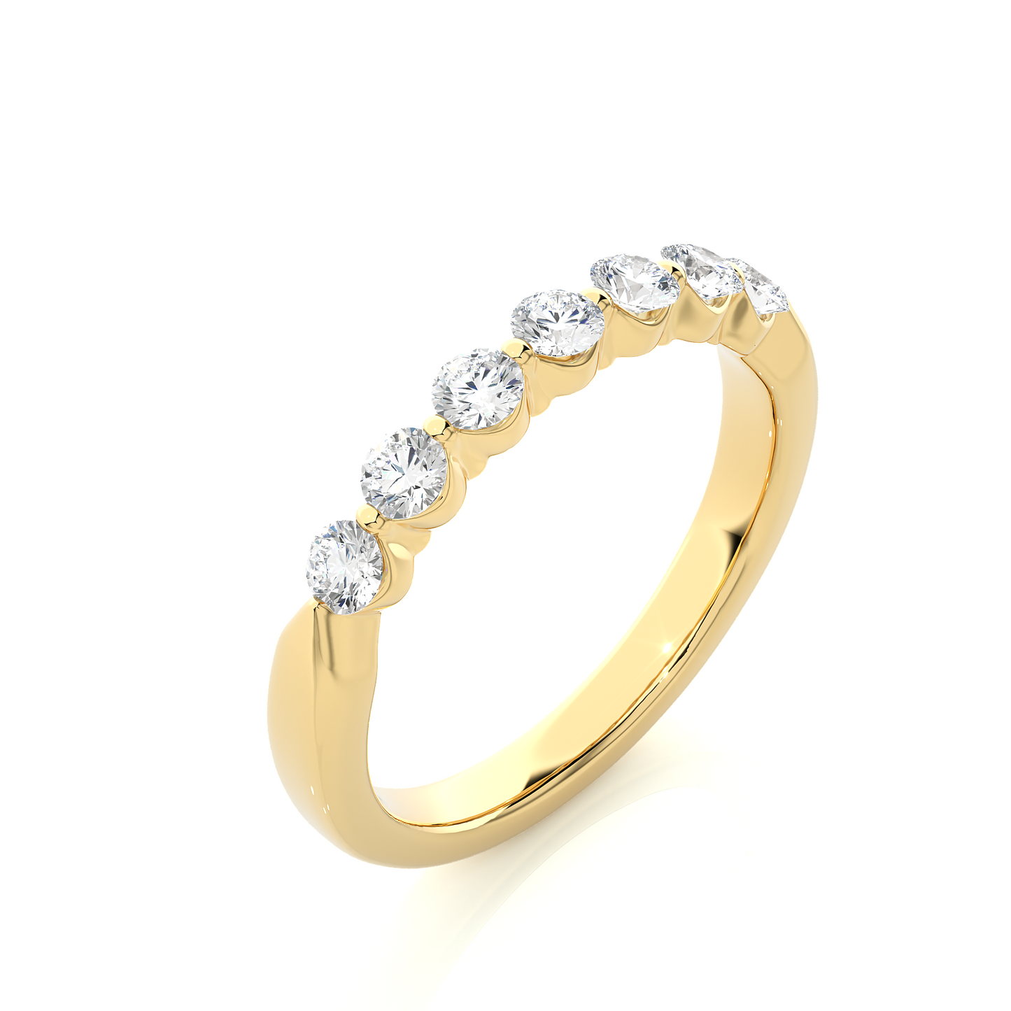 Elegant Round Lab Moissanite Wedding Band Vermeil Ring