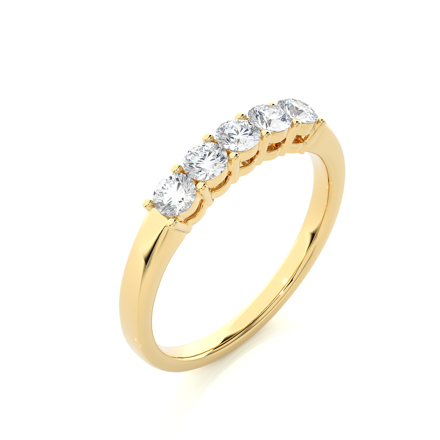 Five Stone Moissanite Lab Diamond Vermeil Ring