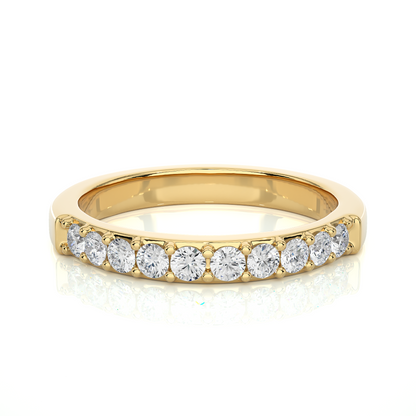 Minimalist Half Eternity Moissanite Lab Diamond Vermeil Ring