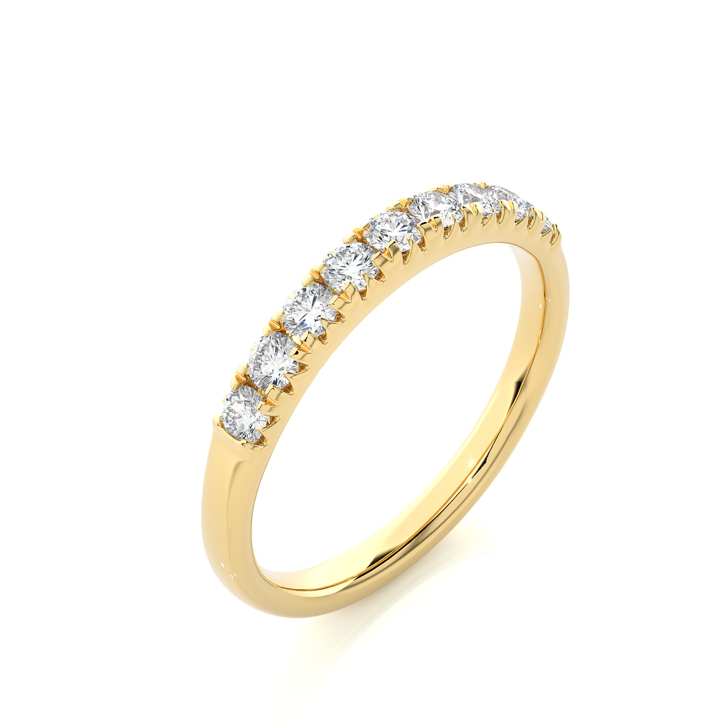 Elegant Half Eternity Moissanite Lab Diamond Vermeil Wedding Ring