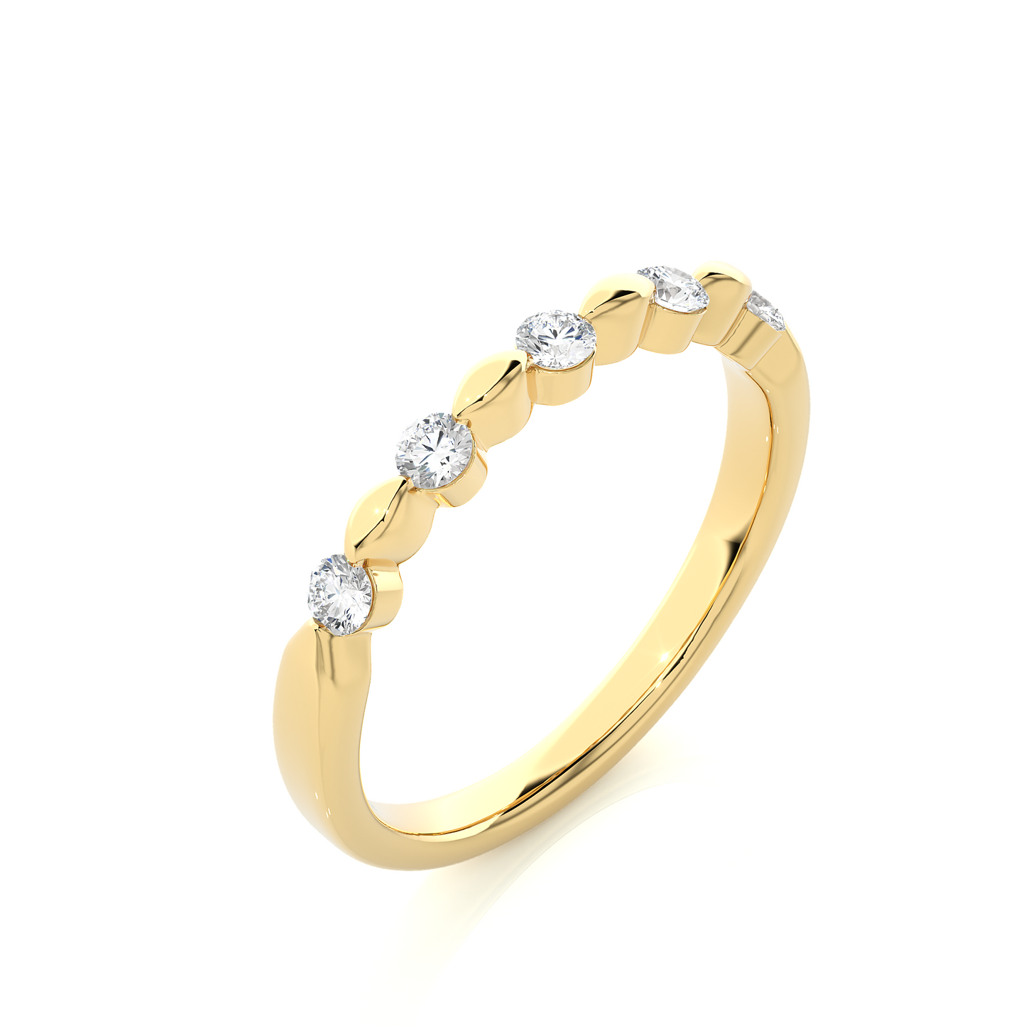 Unique Curved Moissanite Lab Diamond Vermeil Wedding Ring