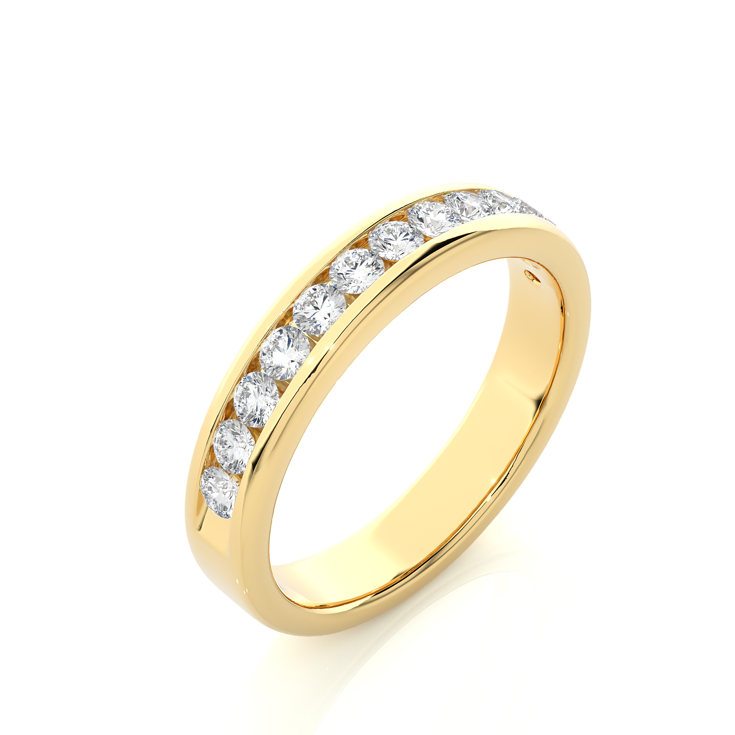 Classic Diamond Moissanite Lab Vermeil Wedding Band Ring