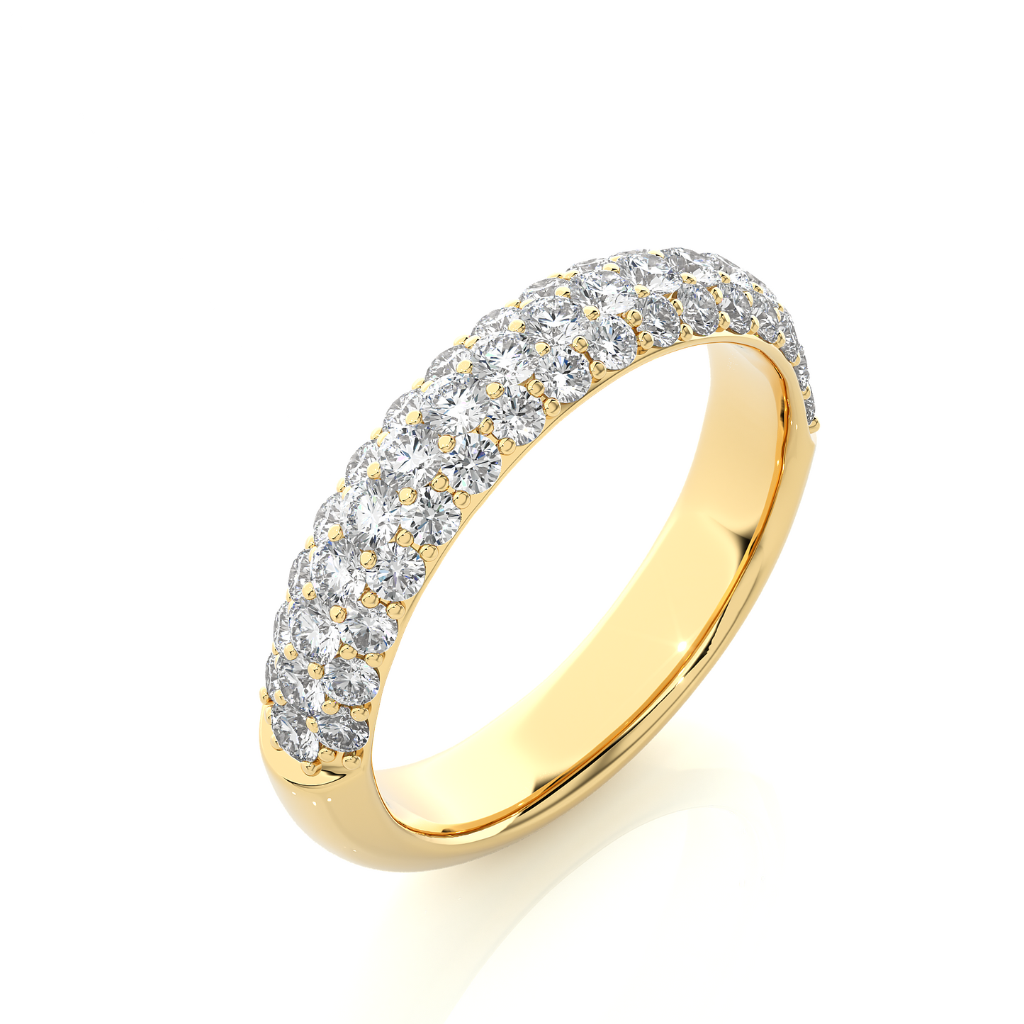 Diamond Pavé Half Eternity Ring – Vermeil Gold Wedding Band | Lab Grown Diamond / Moissanite