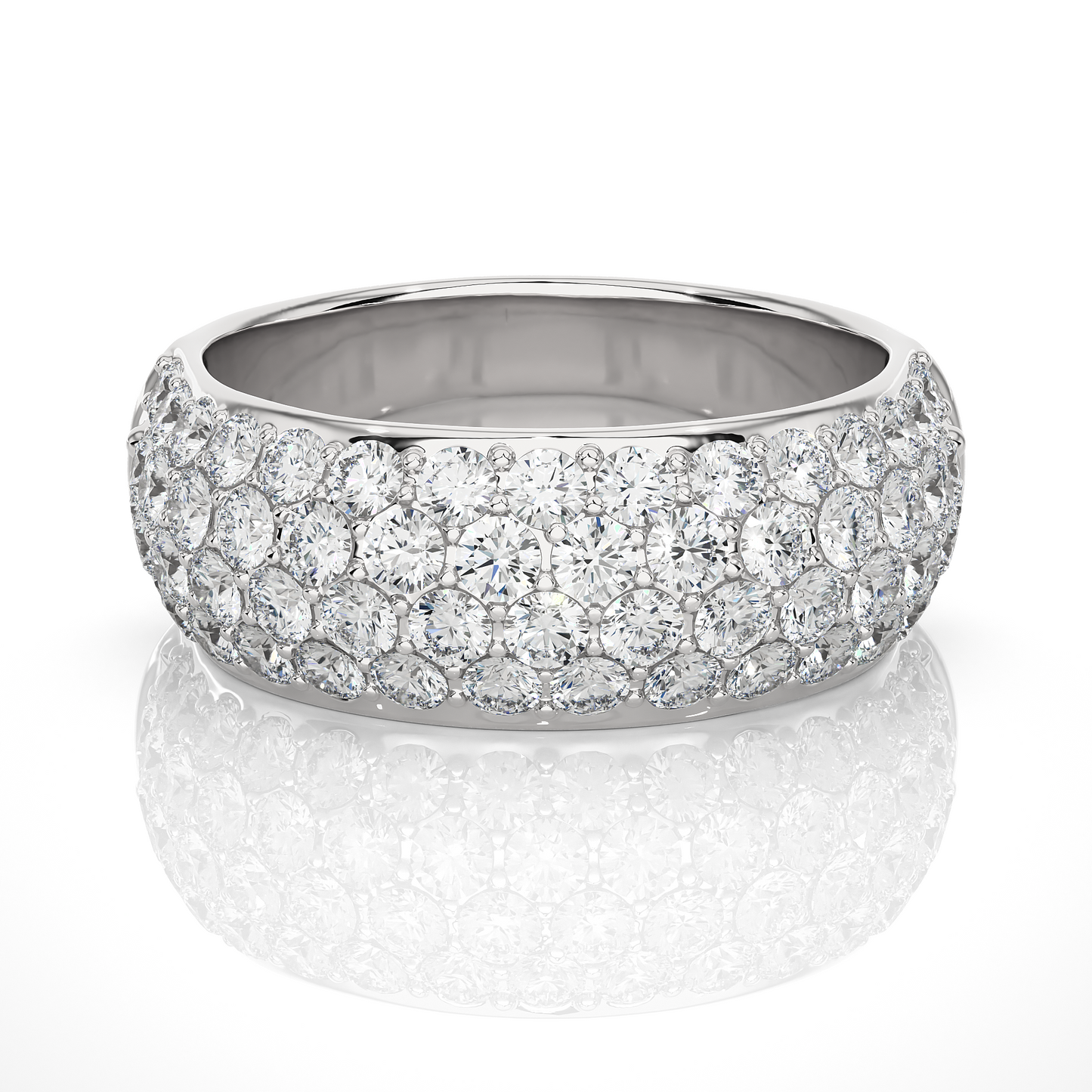Luxury Pave  Lab Moissanite Diamond Wedding Band Vermeil Ring