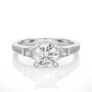 Round Diamond Three Stone Engagement Ring With Baguette Side Stones