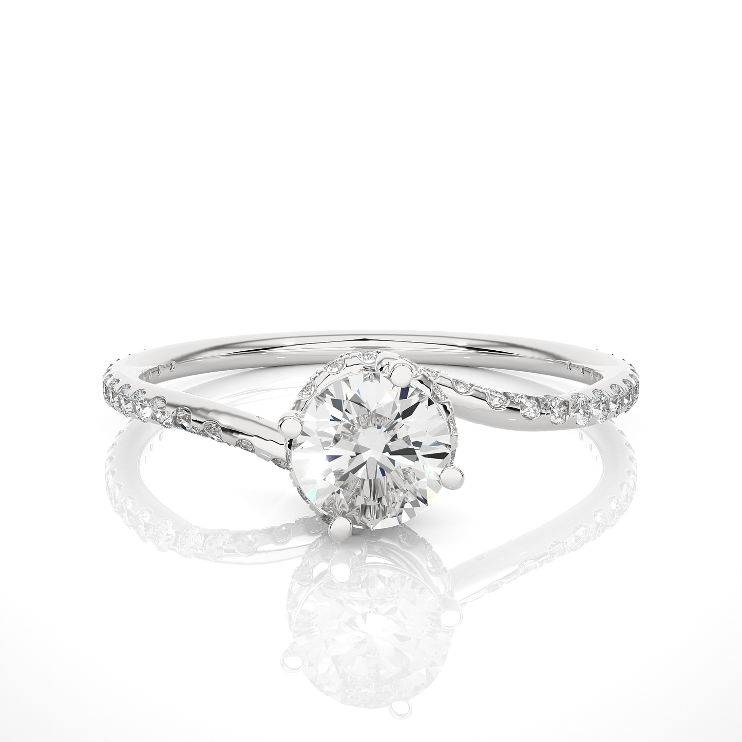 Twisted Infinity Band Moissanite Lab Diamond Engagement Ring