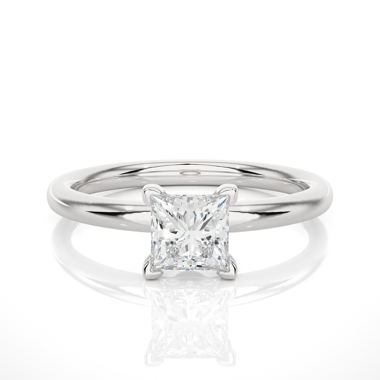Princess Cut Vermeil Moissanite Lab Diamond Engagement Ring