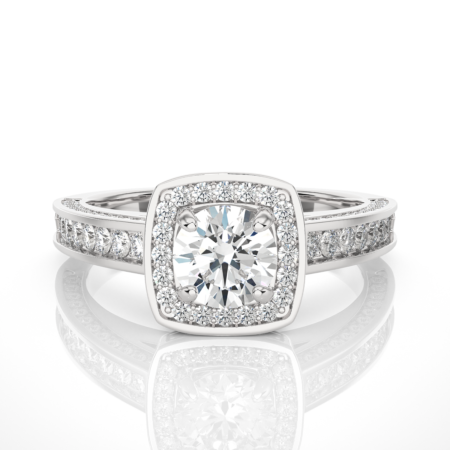Cushion Halo Moissanite Lab Diamond Vermeil Ring