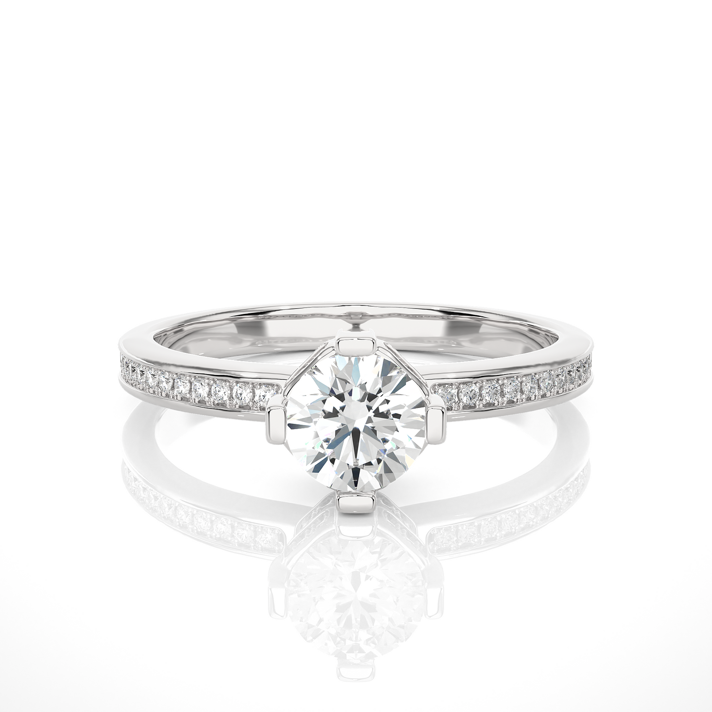 Elegant Vermeil Moissanite Lab Diamond Solitaire Ring