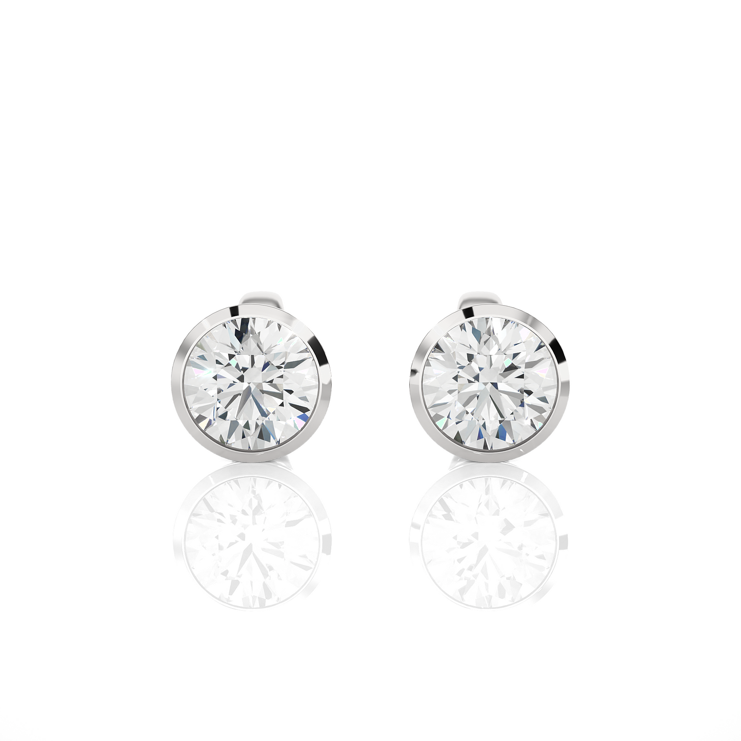 Vermeil Bezel Set Round Lab Moissanite Earrings