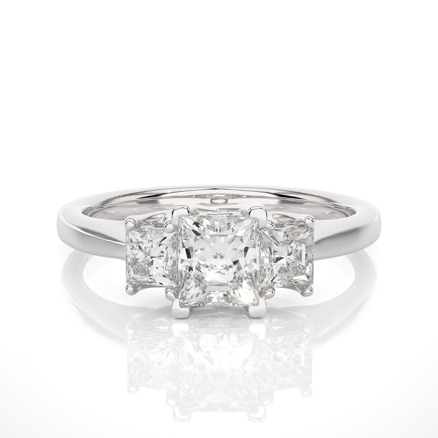 Three Stone Princess Lab Diamond Engagement Ring
