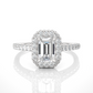 Emerald Cut Halo Diamond Moissanite Vermeil Ring