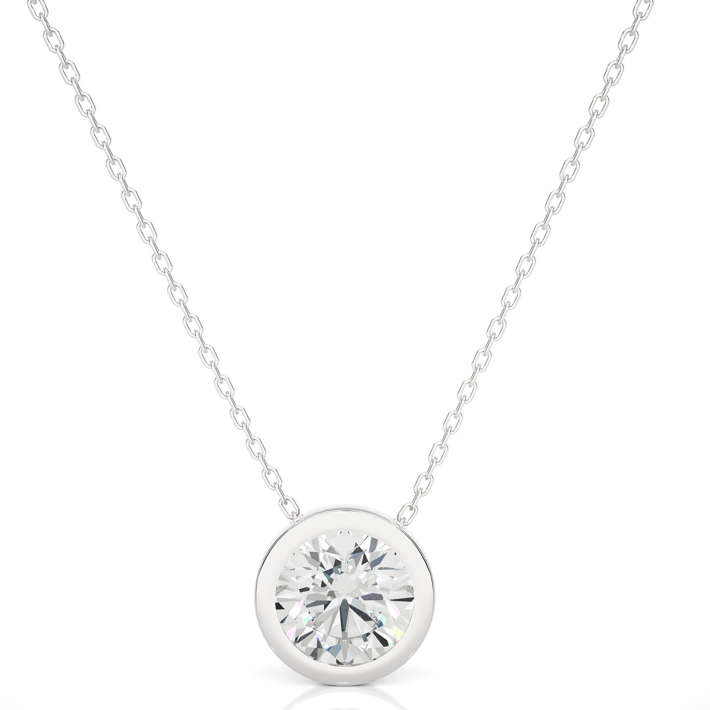 Vermeil Gold Bezel Round Moissanite / Lab Grown Diamond Pendant