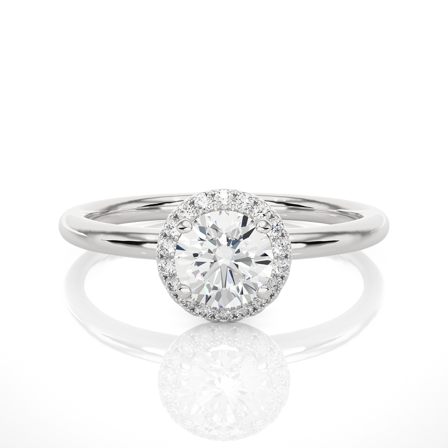 Elegant Halo Moissanite Lab Diamond Vermeil Ring
