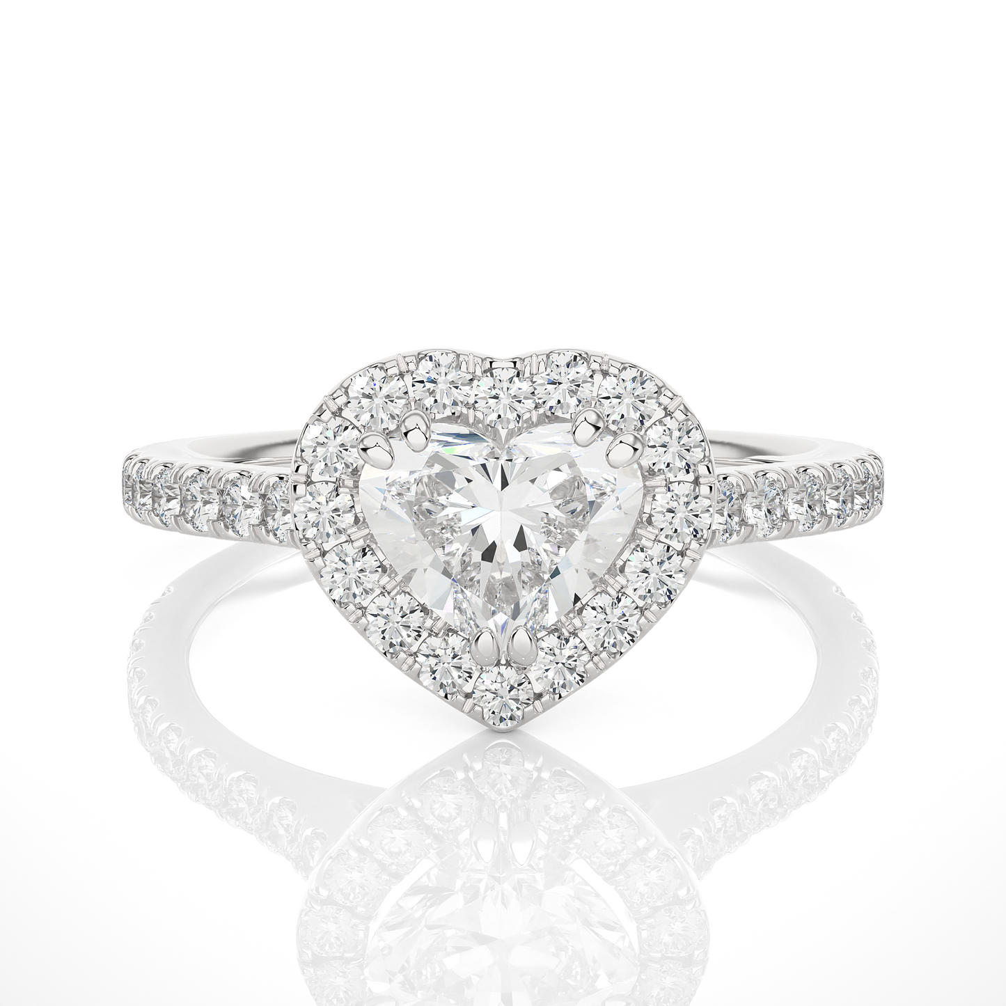 Heart Shape Halo Vermeil Moissanite Lab Diamond Ring
