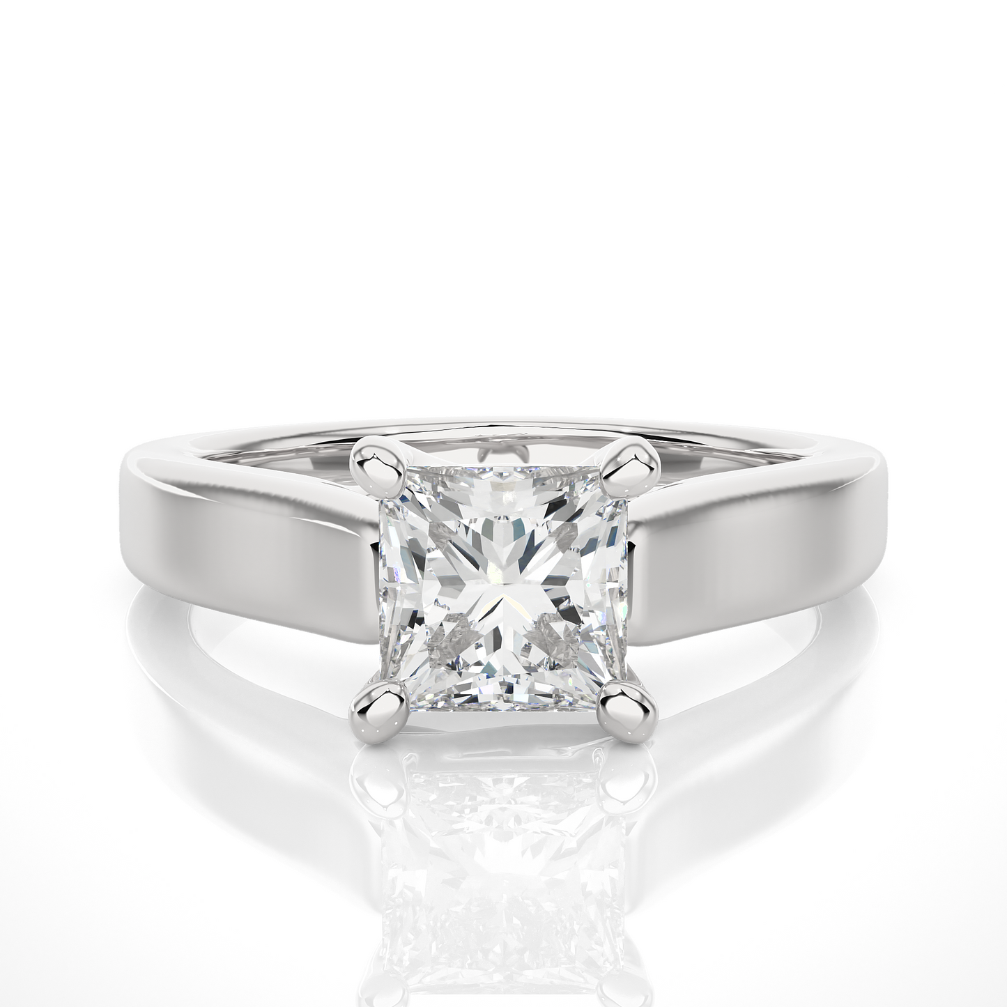 Lab Grown Diamond Moissanite Solitaire Princess Cut Ring