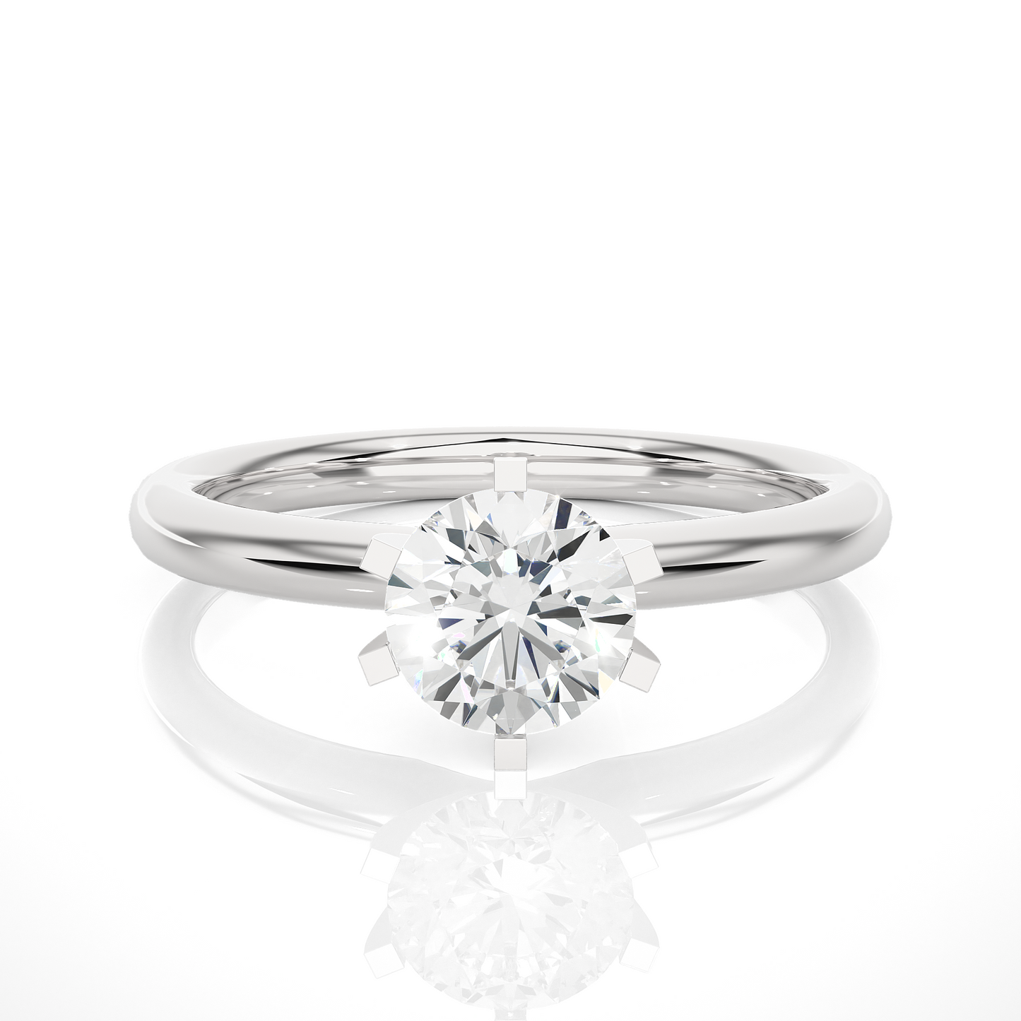 Round Solitaire Vermeil Moissanite Lab Diamond Engagement Ring