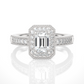Emerald Cut Halo Vermeil Moissanite Lab Diamond Ring