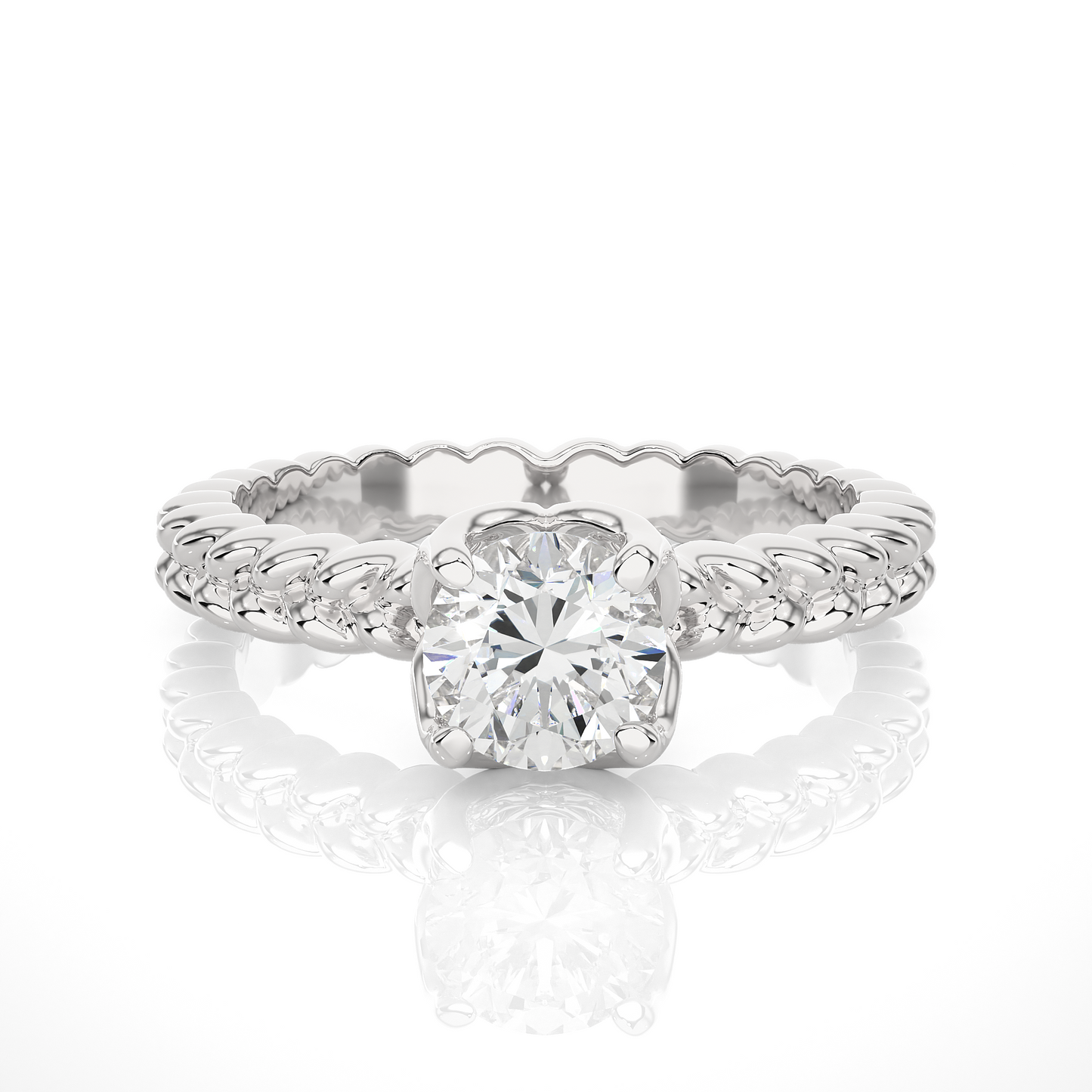 Vintage Heart Band Vermeil Moissanite Lab Diamond Ring
