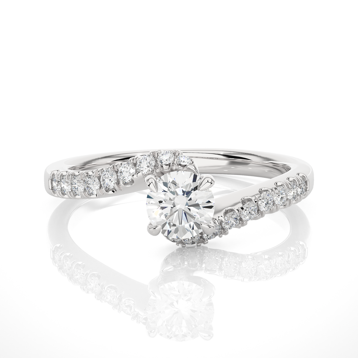 Twist Style Vermeil Moissanite Lab Diamond Engagement Ring