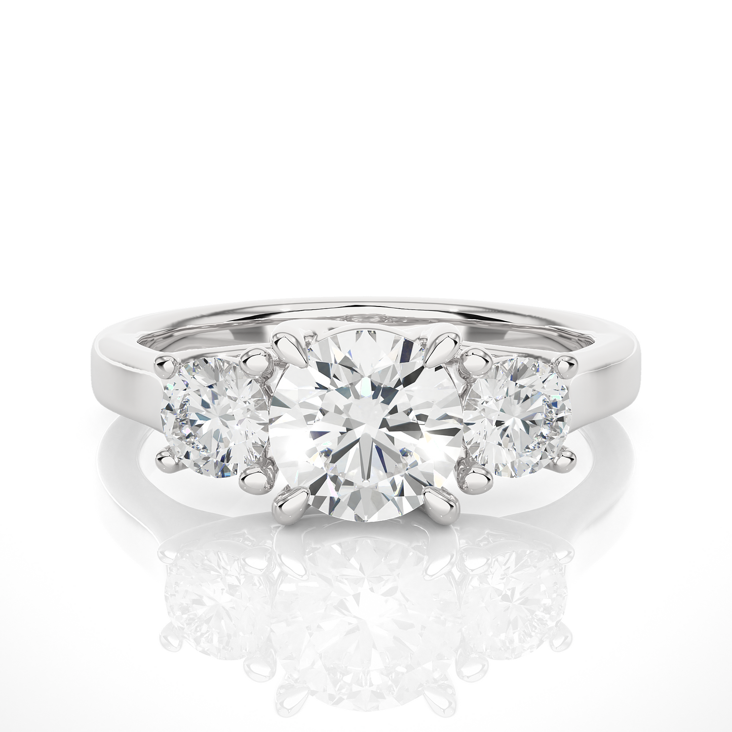 Round Lab Grown Diamond Three Stone Ring
