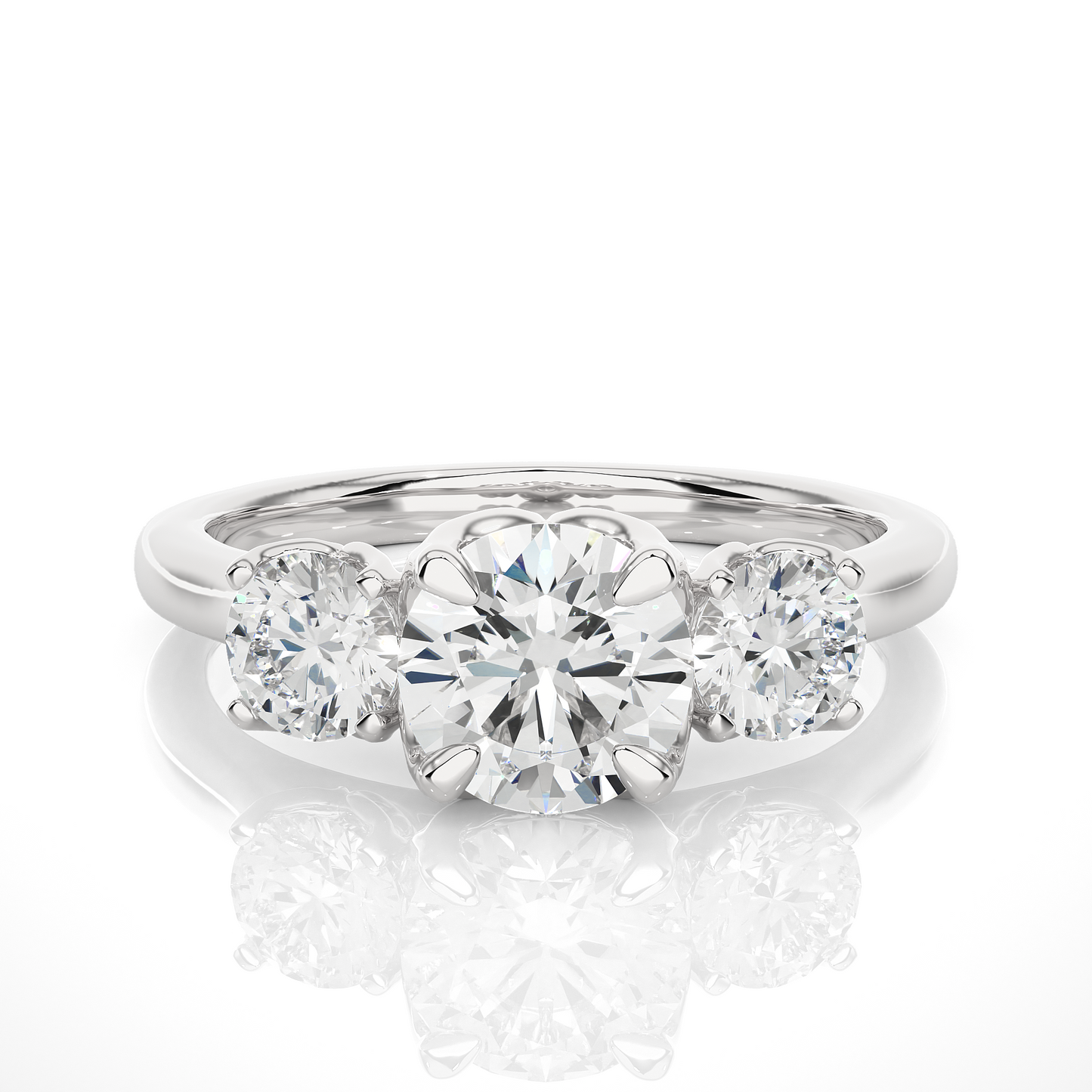 Round Diamond Three Stone Engagement Ring