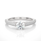 Elegant Solitaire Pave Lab Moissanite Diamond Vermeil Engagement Ring