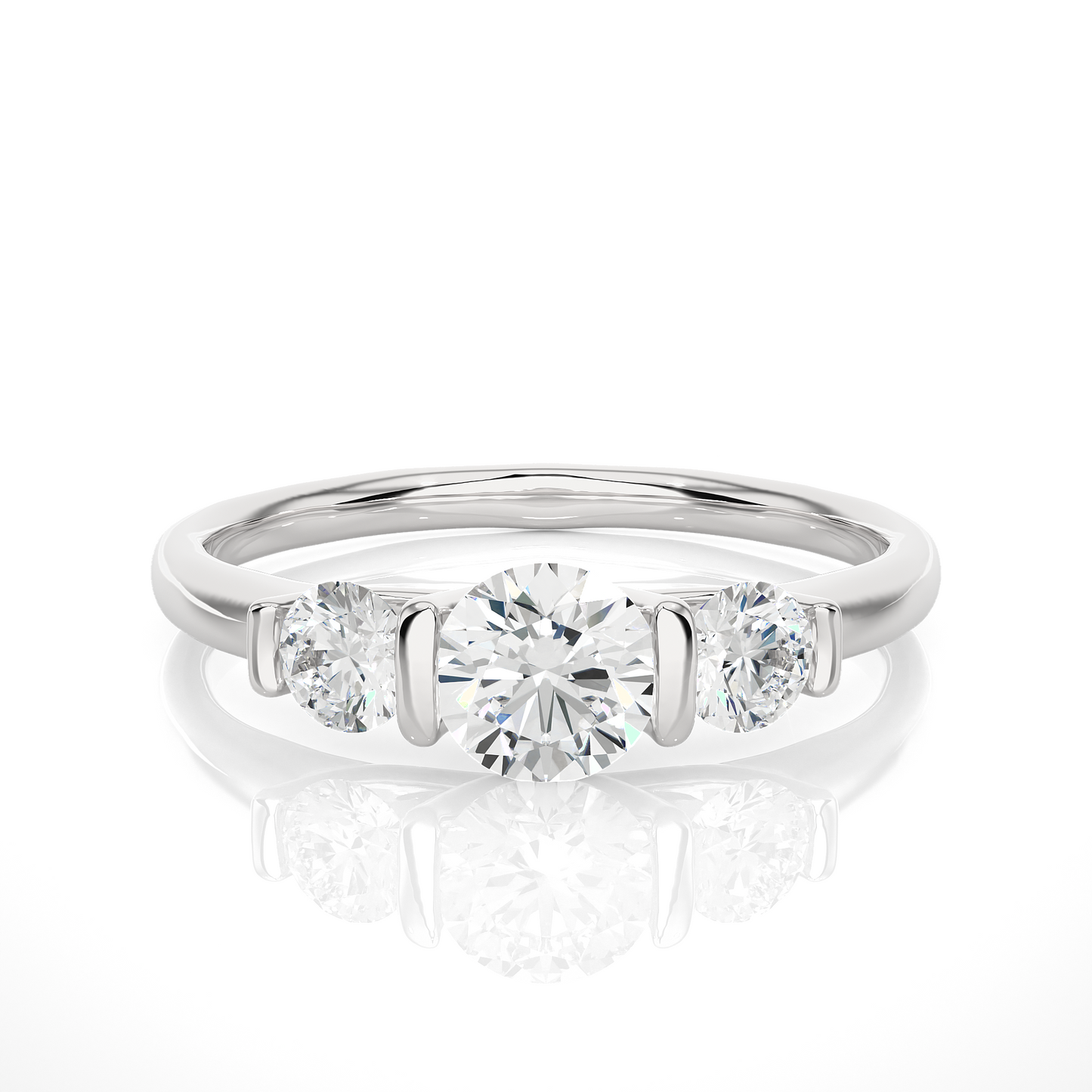 Lab Grown / Moissanite Diamond Three Stone Engagement Ring