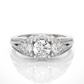Luxury Three Stone Halo Lab & Moissanite Diamond Ring