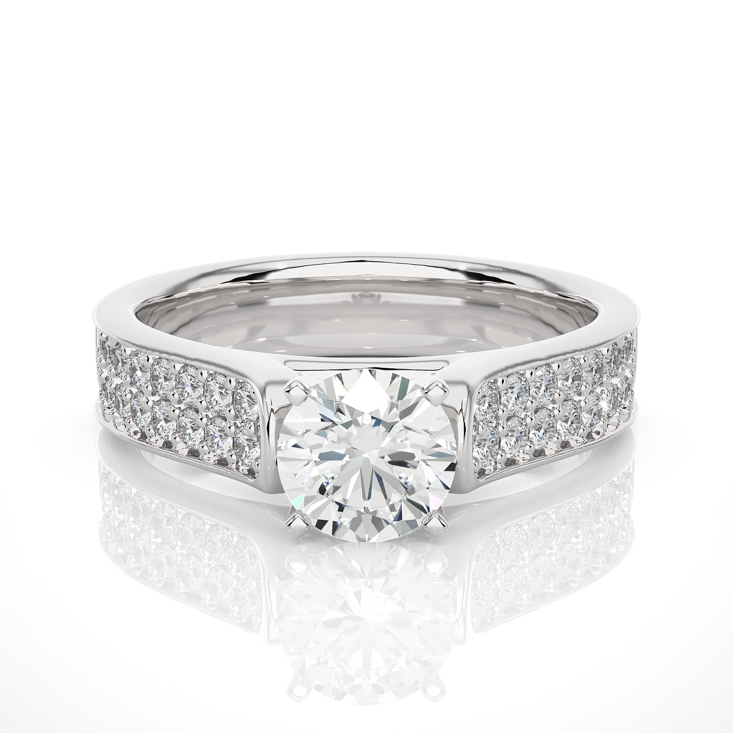 Luxe Sparkle Round Diamond Moissanite Vermeil Ring