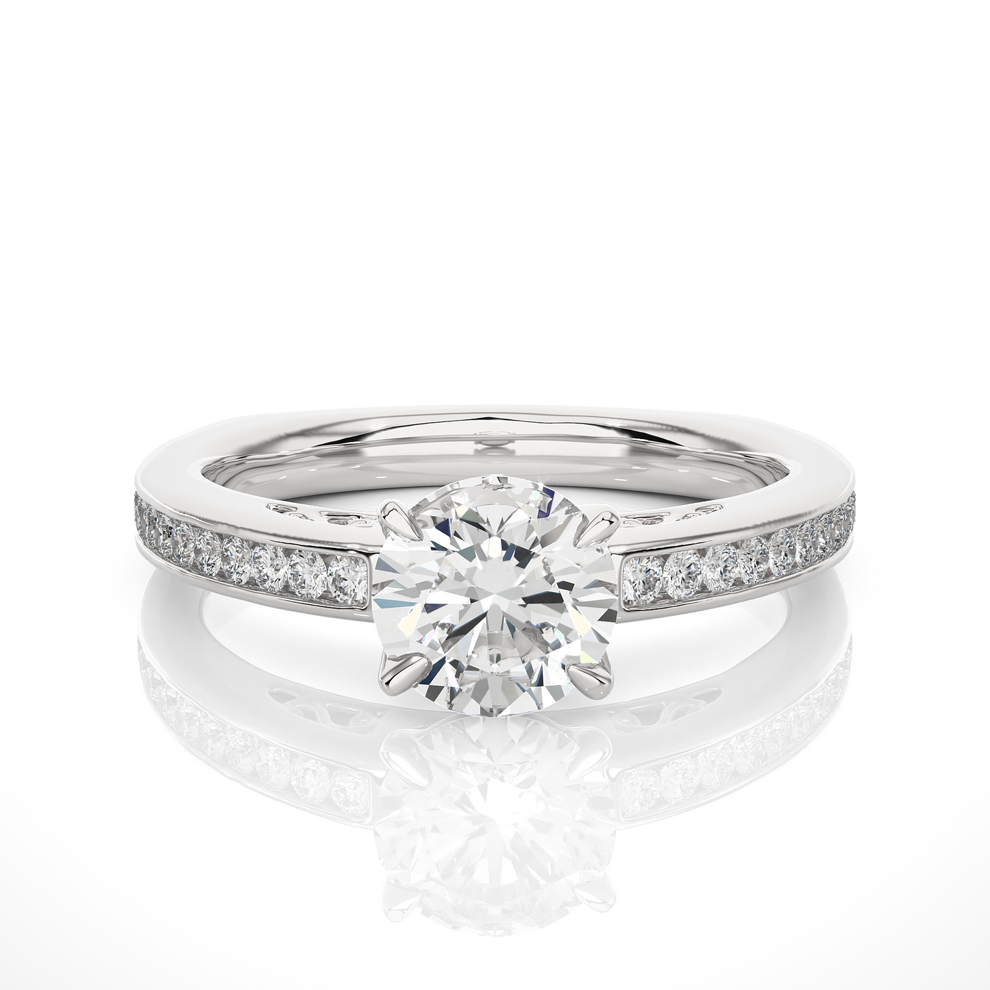 Round Cut Lab / Moissanite Diamond Engagement Ring