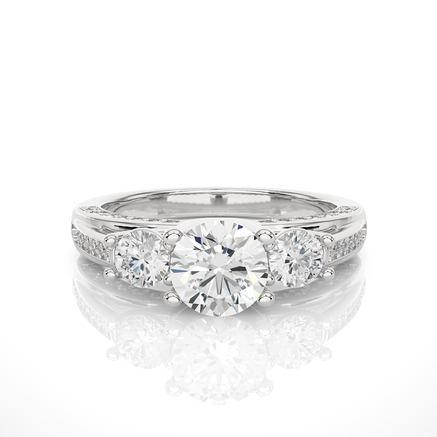 Three Stone Round Diamond Engagement Ring