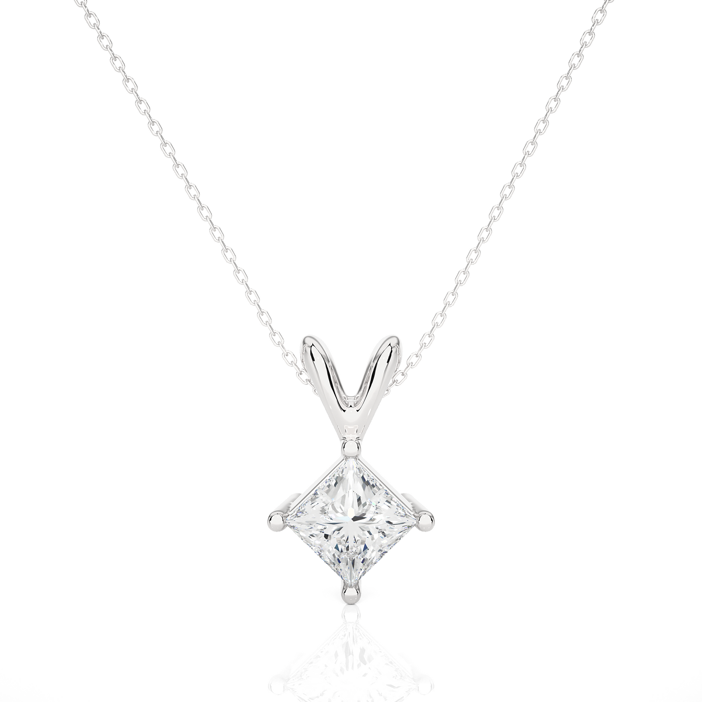 Vermeil Gold Princess Moissanite Diamond Solitaire Pendant Necklace