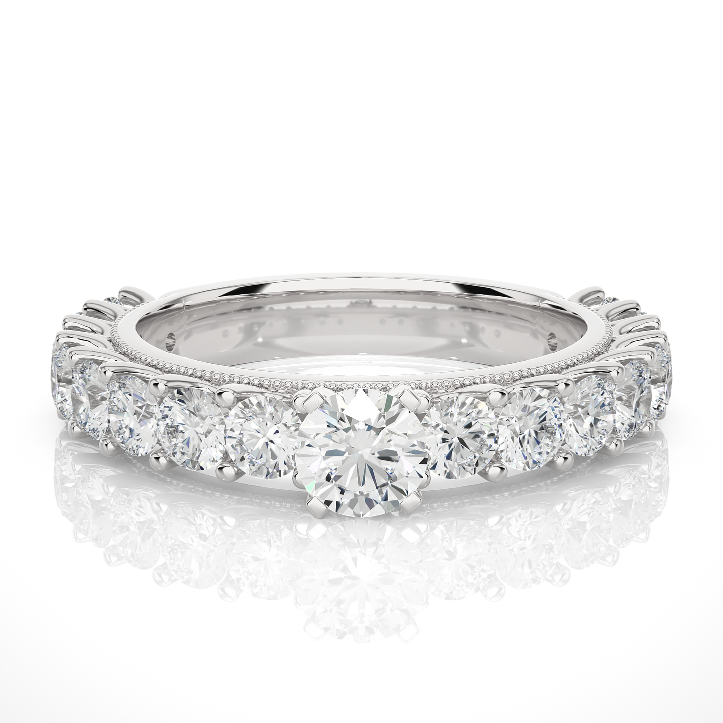 Vermeil Round Moissanite Lab Diamond Eternity Engagement Ring
