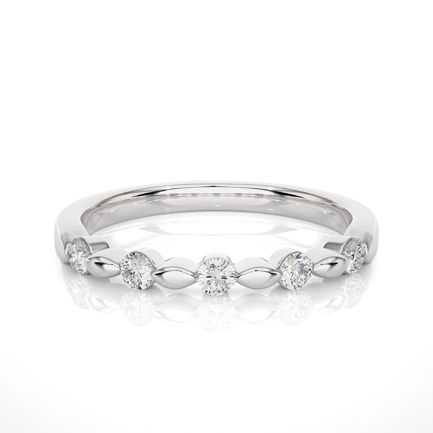 Unique Curved Moissanite Lab Diamond Vermeil Wedding Ring