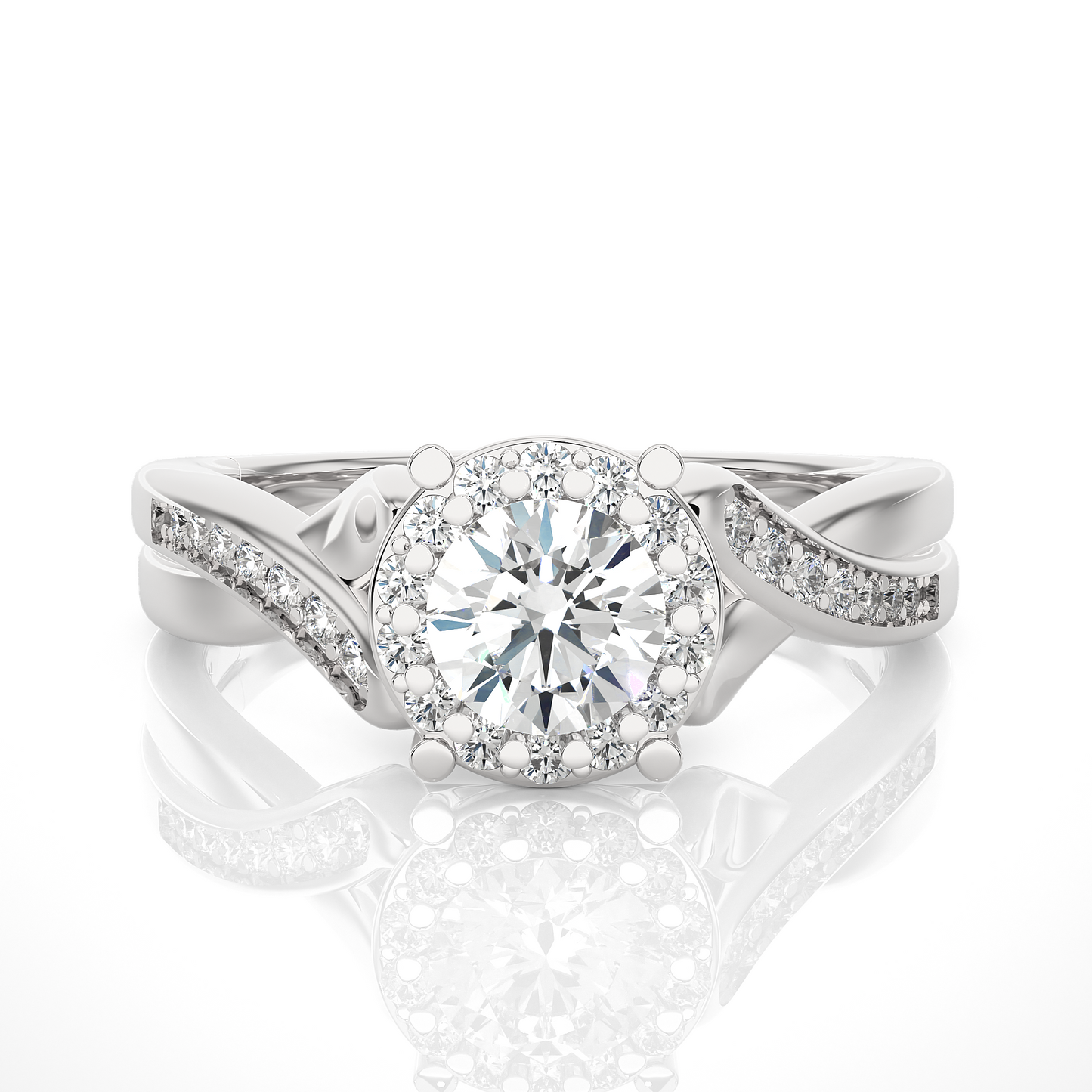 Vermeil Round Moissanite / Lab Grown Diamond Twisted Band Ring