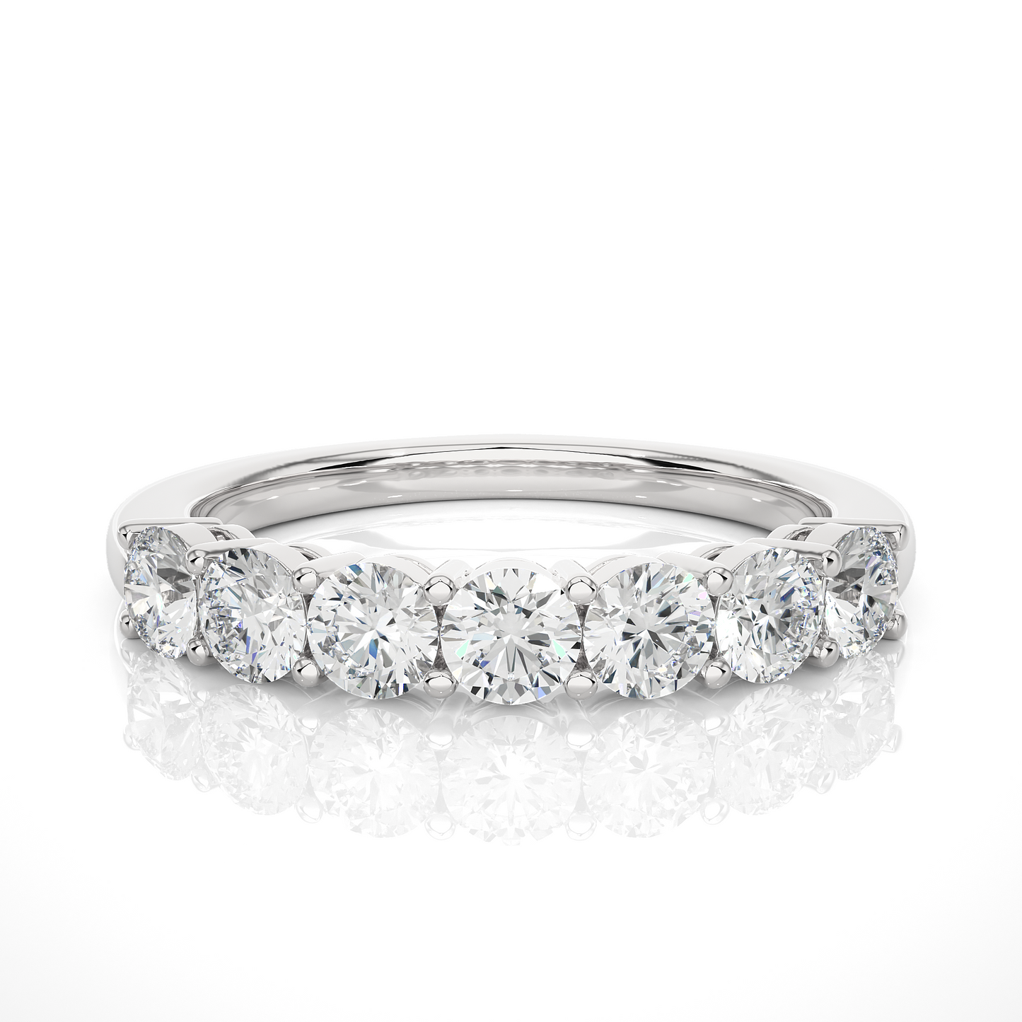 Lab Moissanite Seven Stone Wedding Band Ring